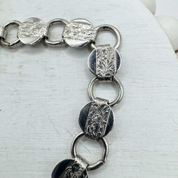 Vtg 1960's Sarah Coventry Young And Gay Silver Floral Book Chain Link Bracelet - Picture 7 of 8